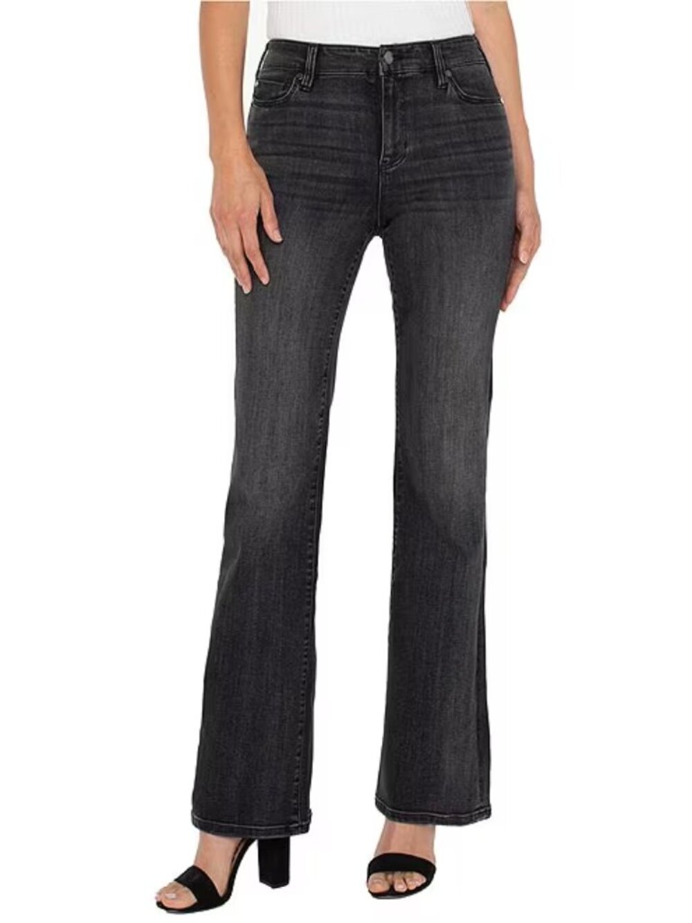 Liverpool Los Angeles Lucy Bootcut Jeans Washed Black Mid Rise Stretch Size 2/26